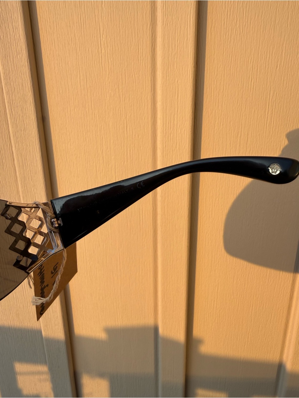 Versace Insane Y2K Black Shield Sunglasses with Silver Temples - Picture 4 of 8